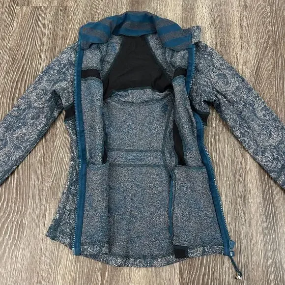 EUC Lululemon Define Jacket Brushed Rose Herringbone Alberta Lake Zip Black Teal
